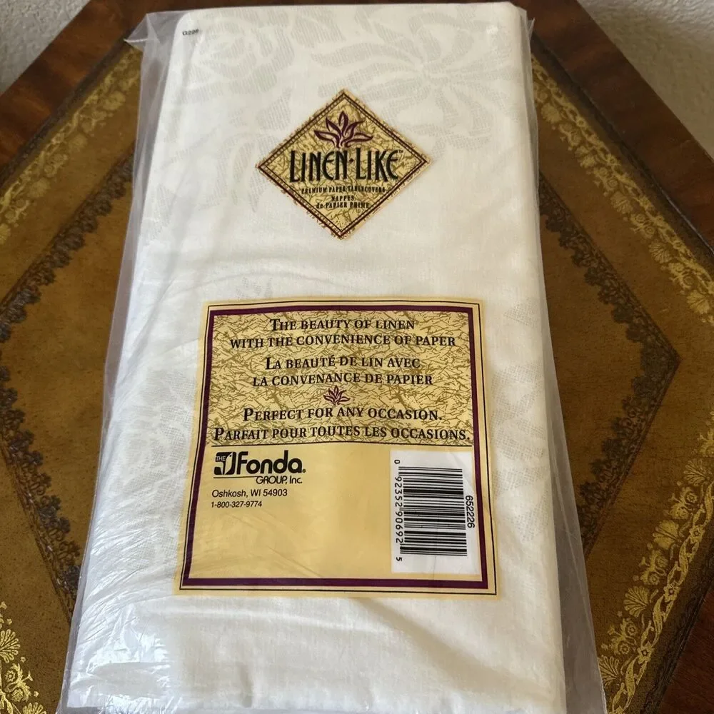 LINEN LIKE PREMIUM Paper Tablecloths (2) BRAND NEW SEALED 50” x‎ 108” Cloth Feel
